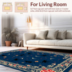 Midnight Feline Crescent Moon Floral Rug