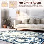 Elegant Blue Floral Vine Scroll Design Rug
