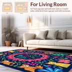 Playful Cats Tropical Flora Art Rug