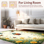 Whimsical Garden Bug Butterfly Pattern Rug