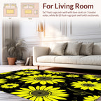 Bold Yellow Sunflower Patterned Design Rug