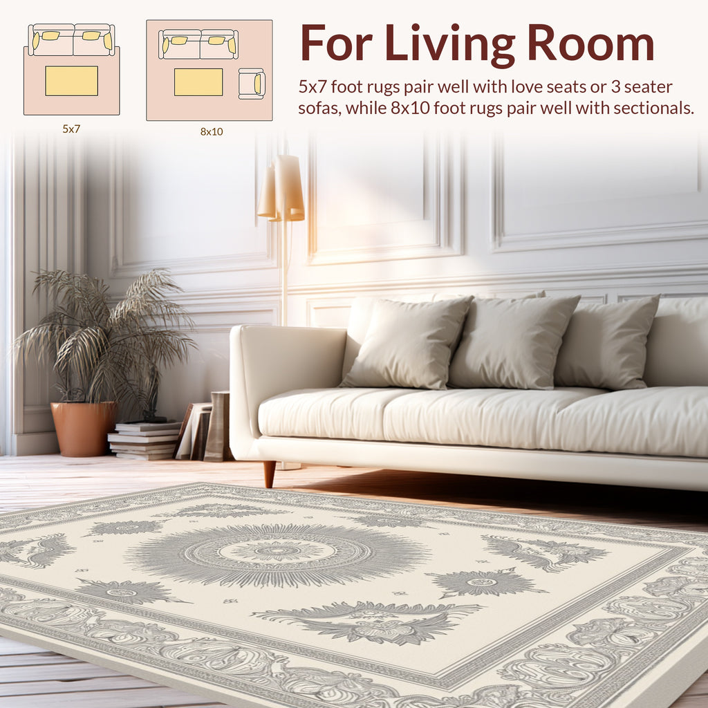 Detailed Sunburst With Floral Accents Rug