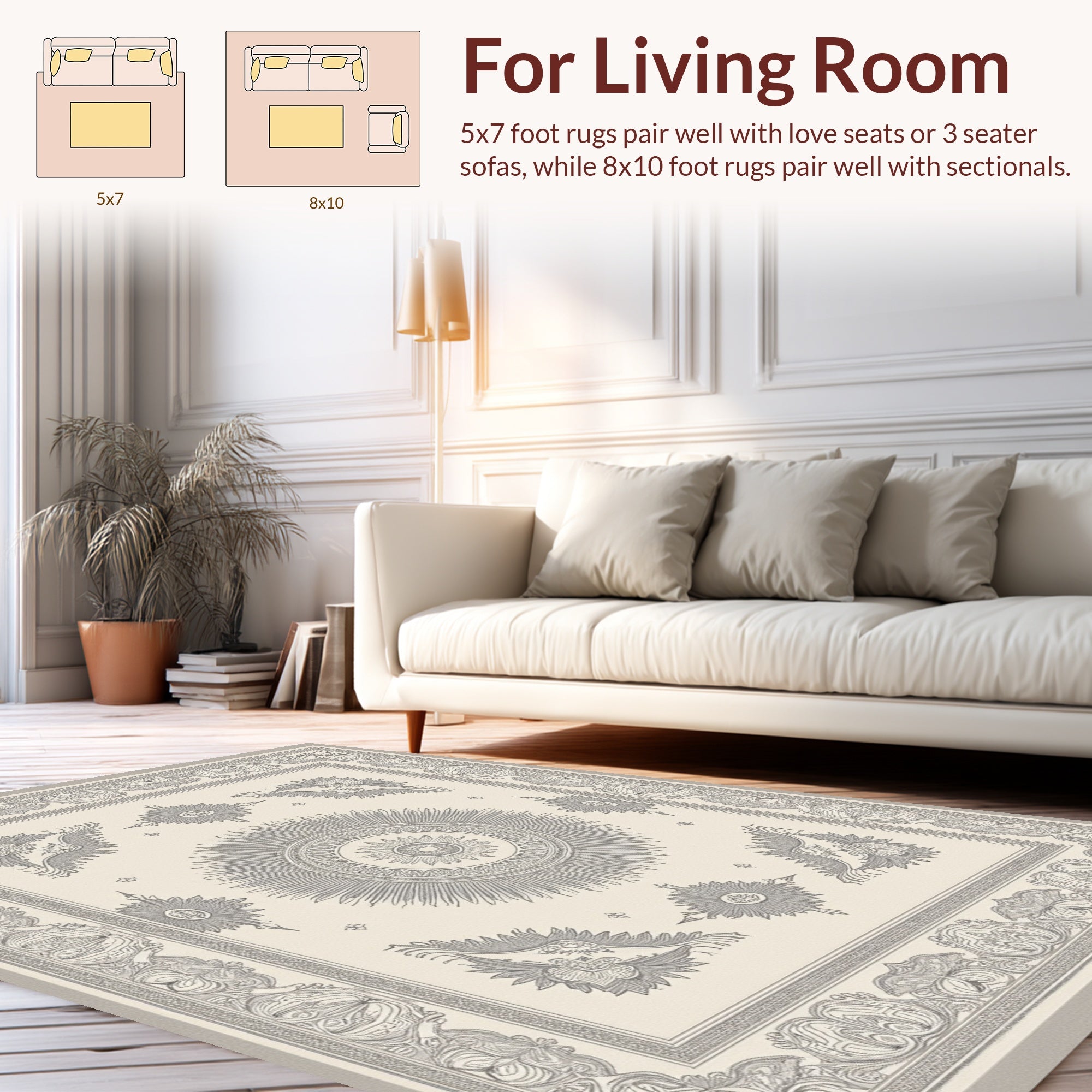 Detailed Sunburst With Floral Accents Rug