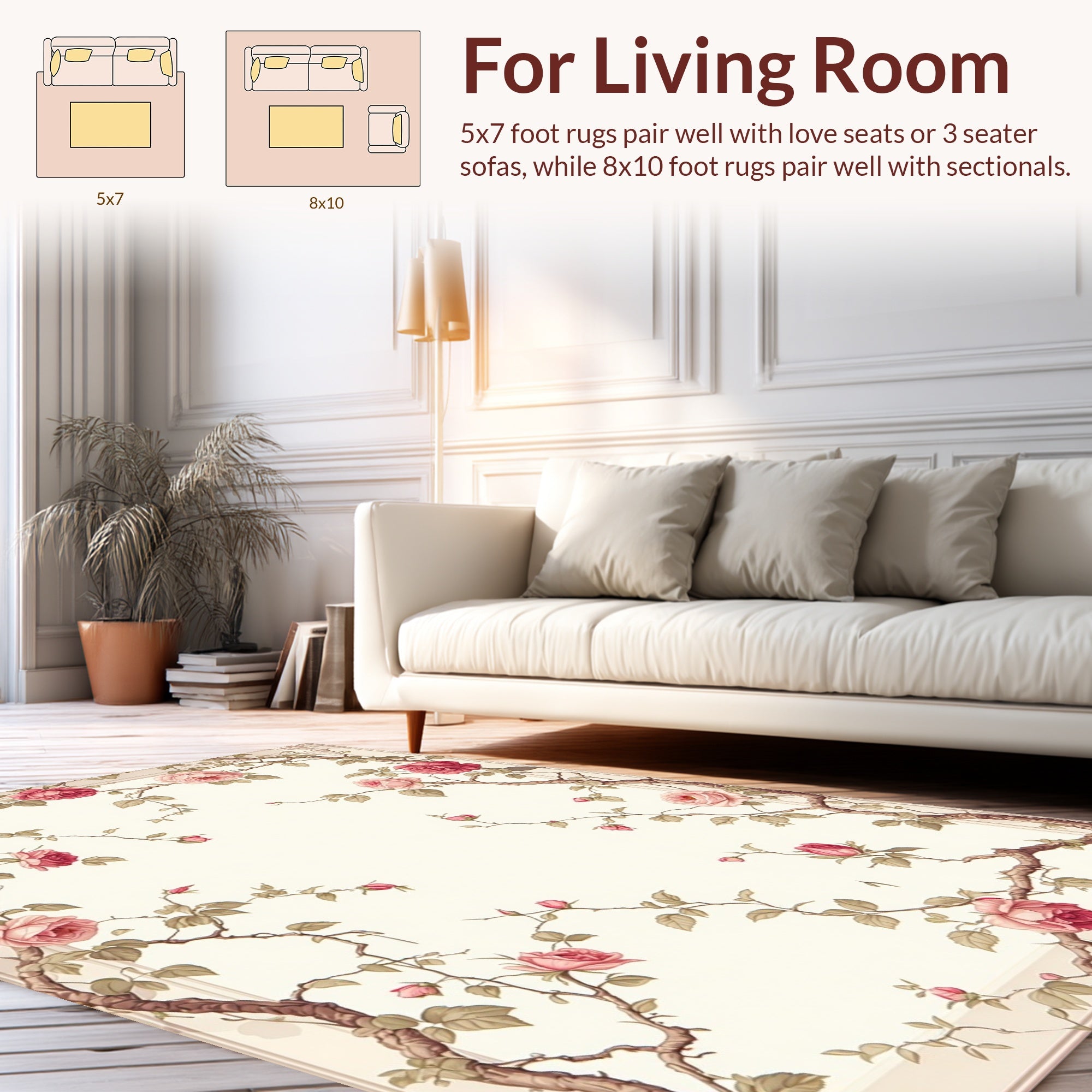 Vintage Rose Vine Pattern Rug