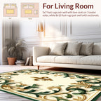 Regal Gold Green Fleur-de-lis Design Rug