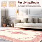 Pink Floral Vintage Scroll Pattern Rug