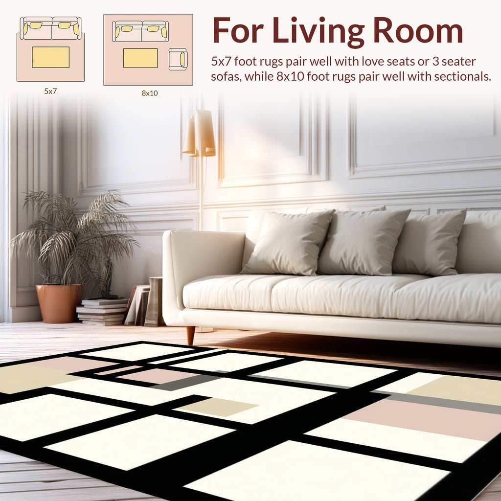 Geometric Blocks Abstract Art Rug
