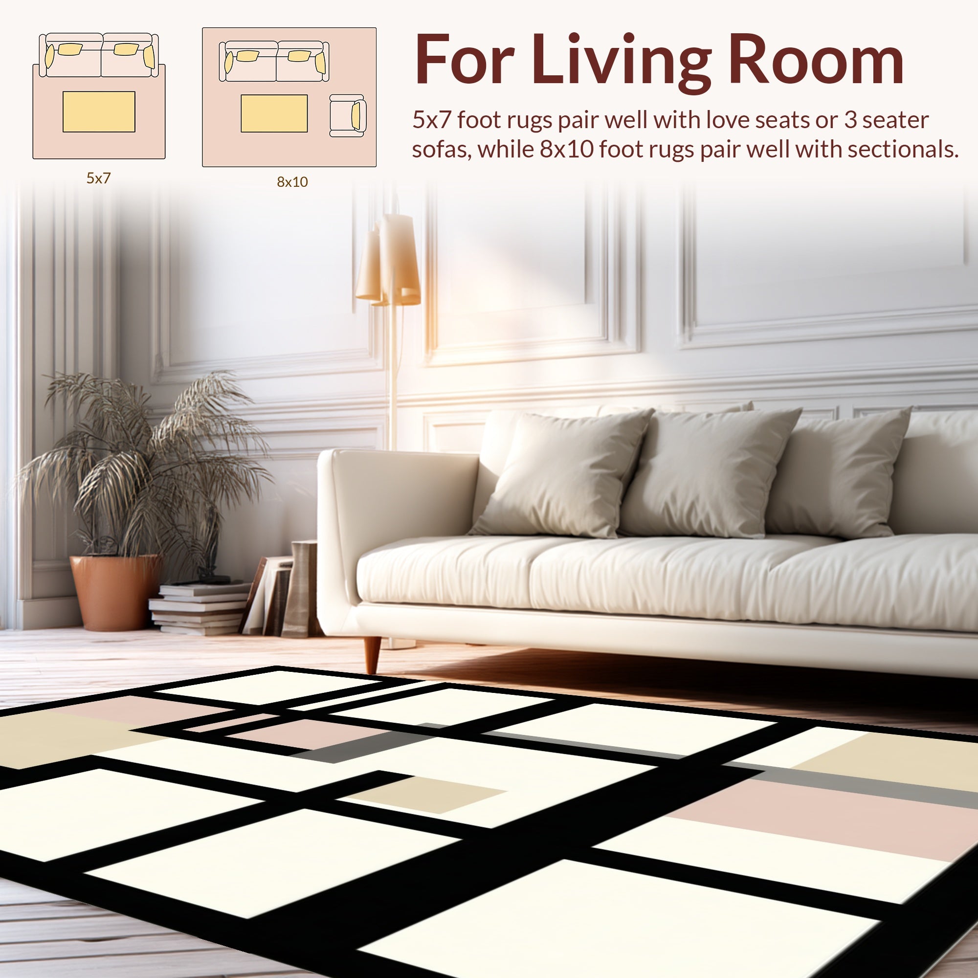 Geometric Blocks Abstract Art Rug