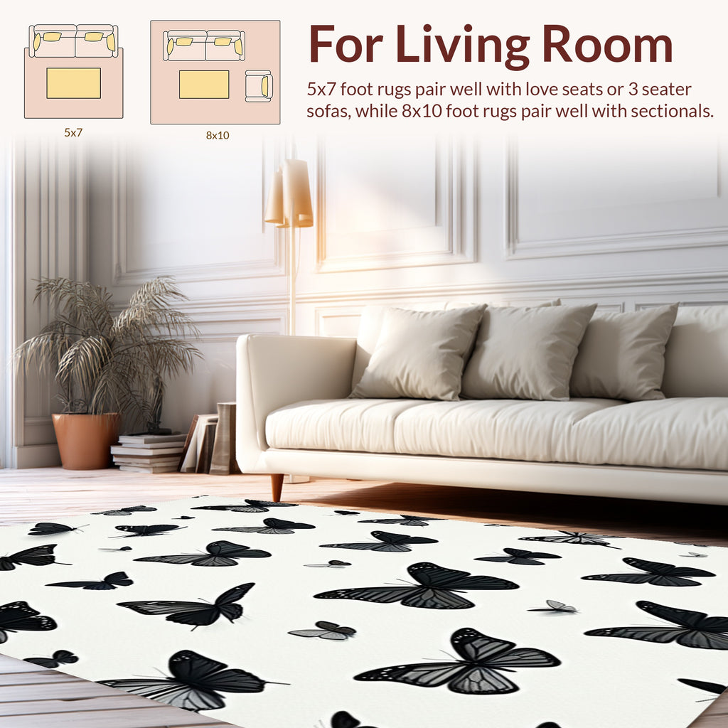 Dark Butterfly Pattern Design Rug