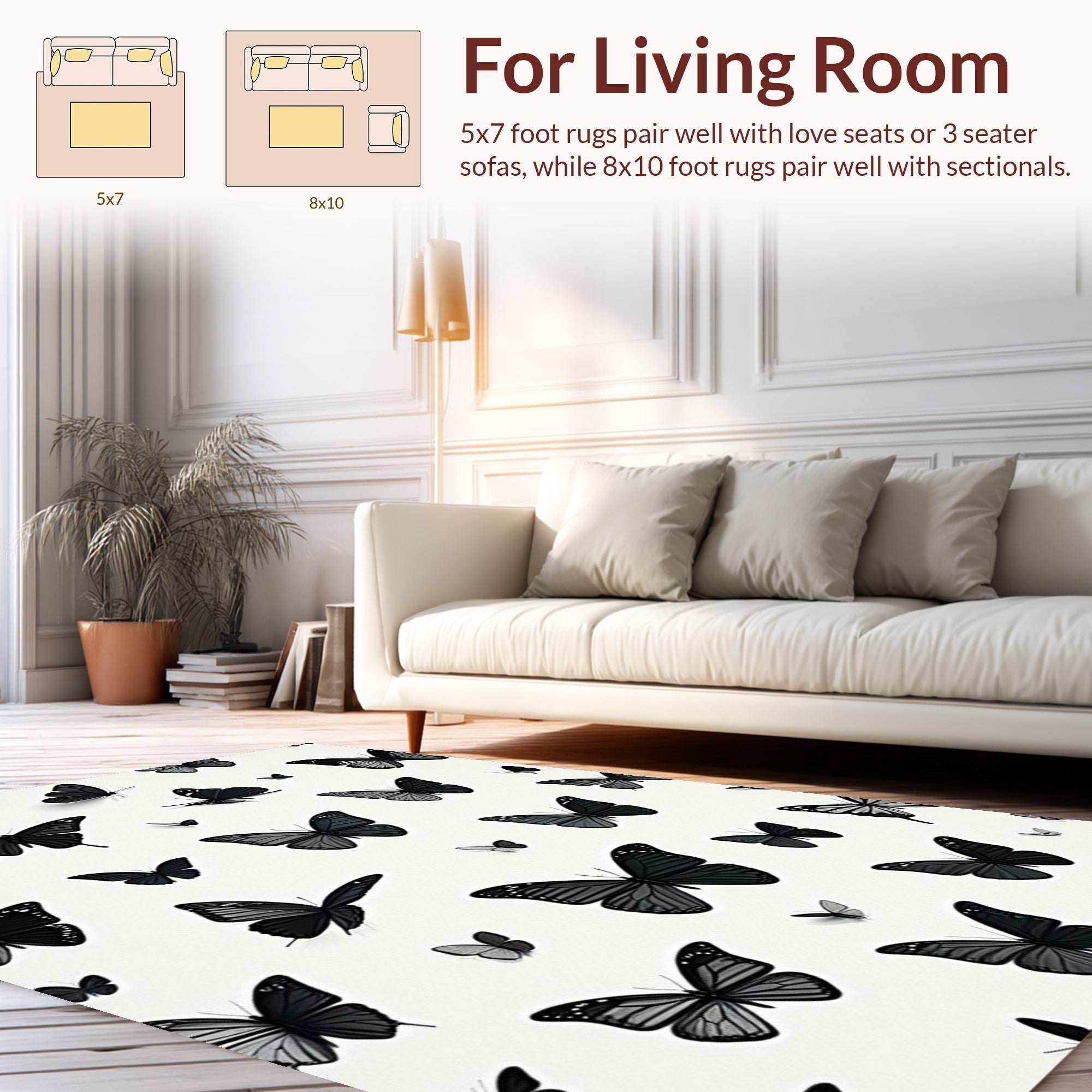 Dark Butterfly Pattern Design Rug