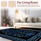 Ornate Blue Floral Scrollwork Design Rug