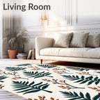 Forest Green Fern Branches Rug