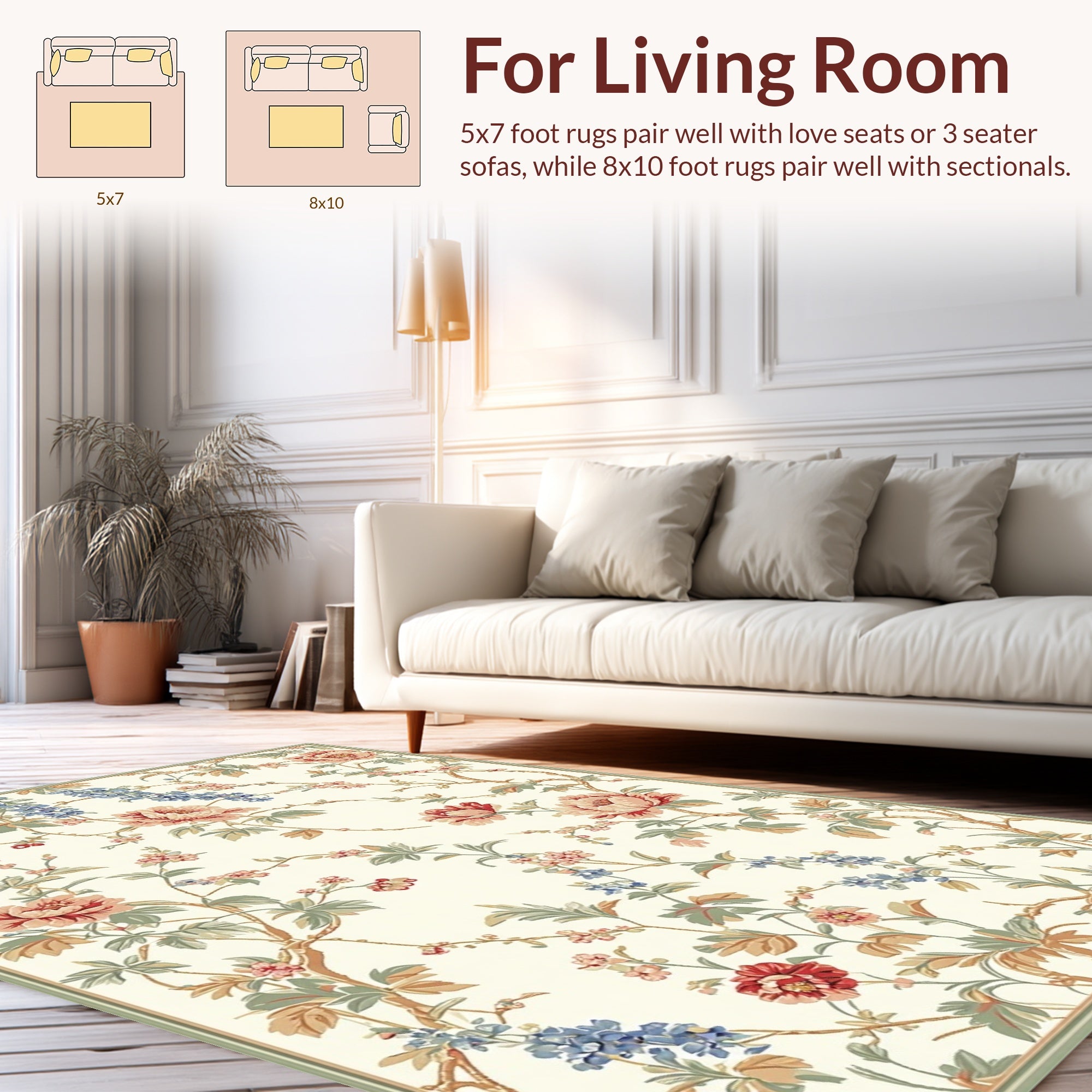 Floral Garden Branch Pattern Rug