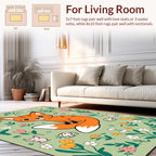 Playful Fox Floral Whimsical Design Rug
