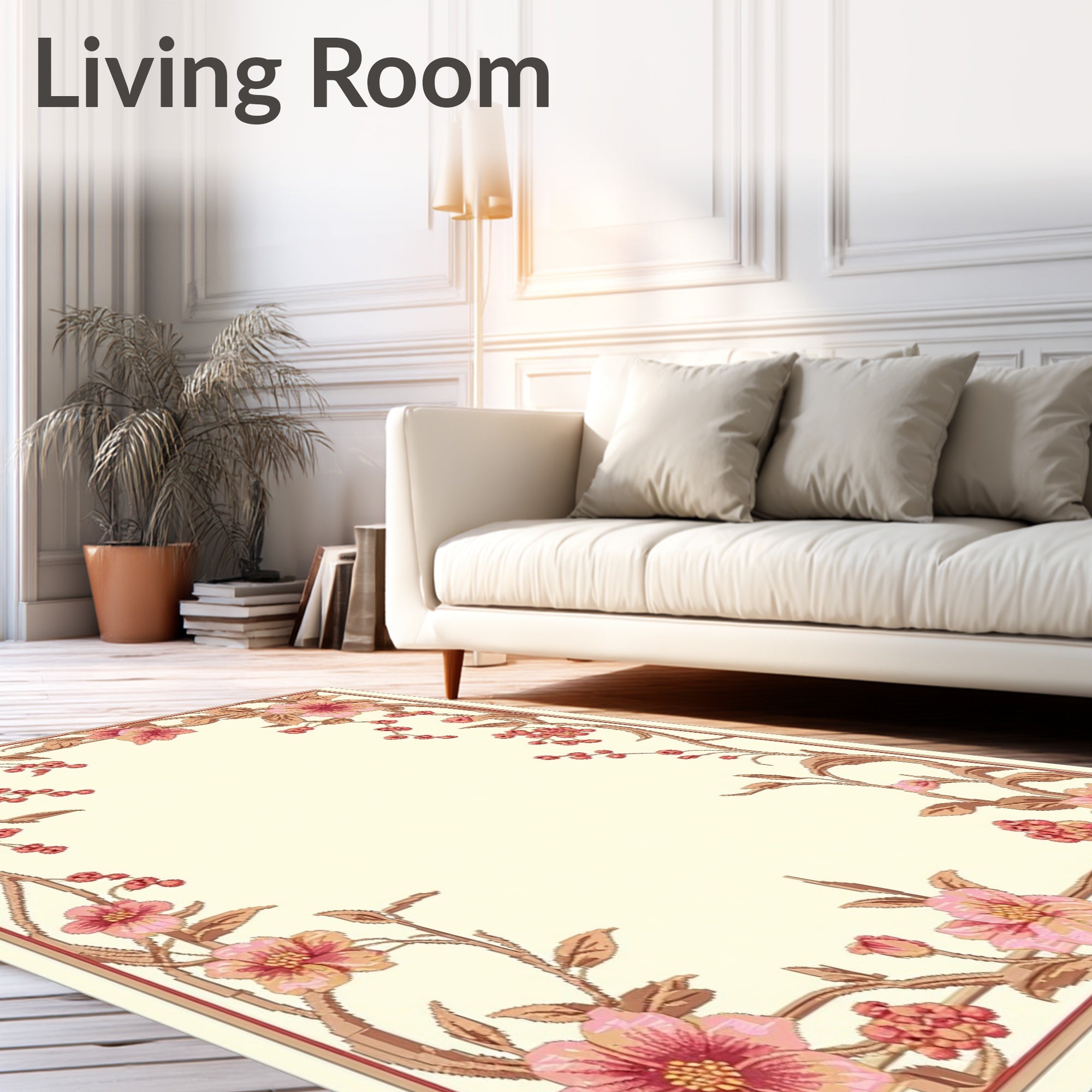 Delicate Floral Vine Pattern Rug