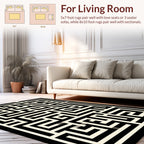 Black and Cream Geometric Maze Rug