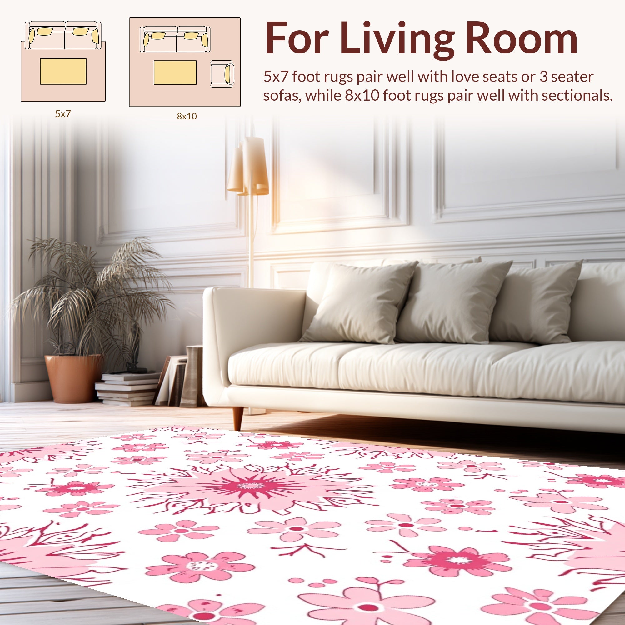 Pink Floral Mandala Pattern Design Rug