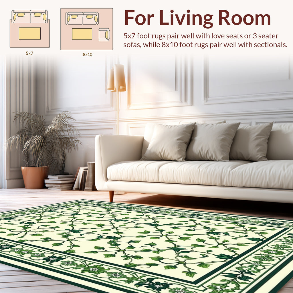 Green Vine And Floral Classic Design Rug