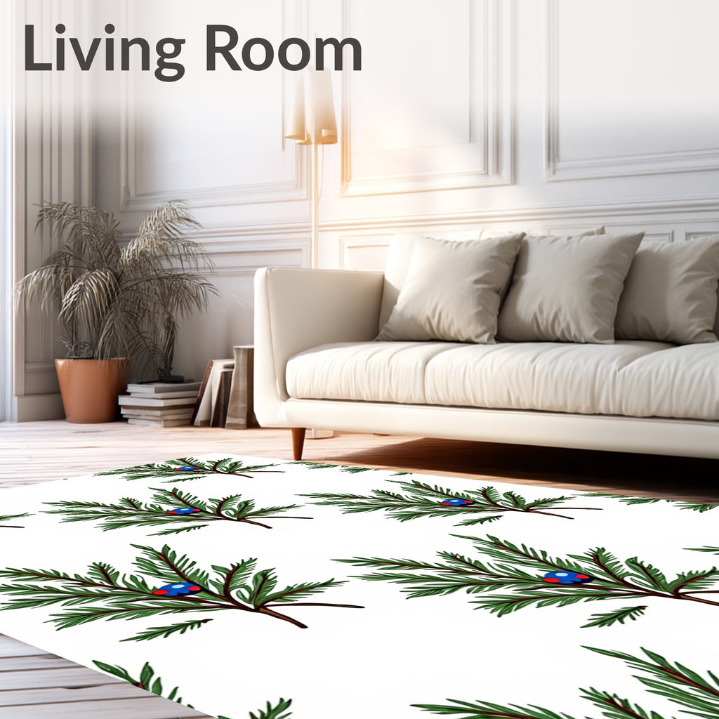 Green Juniper Berry Branch Repeats Rug