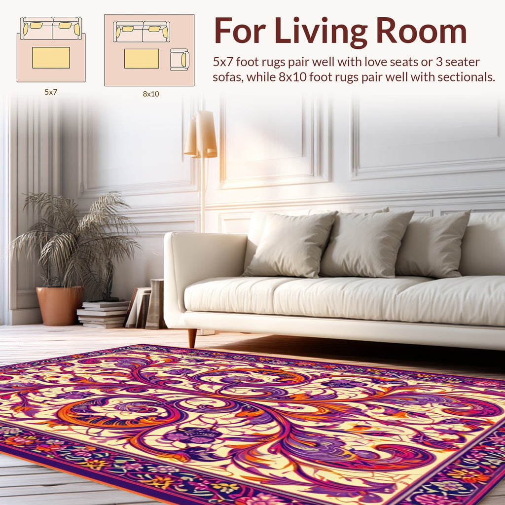 Vibrant Floral Patterned Persian Style Rug
