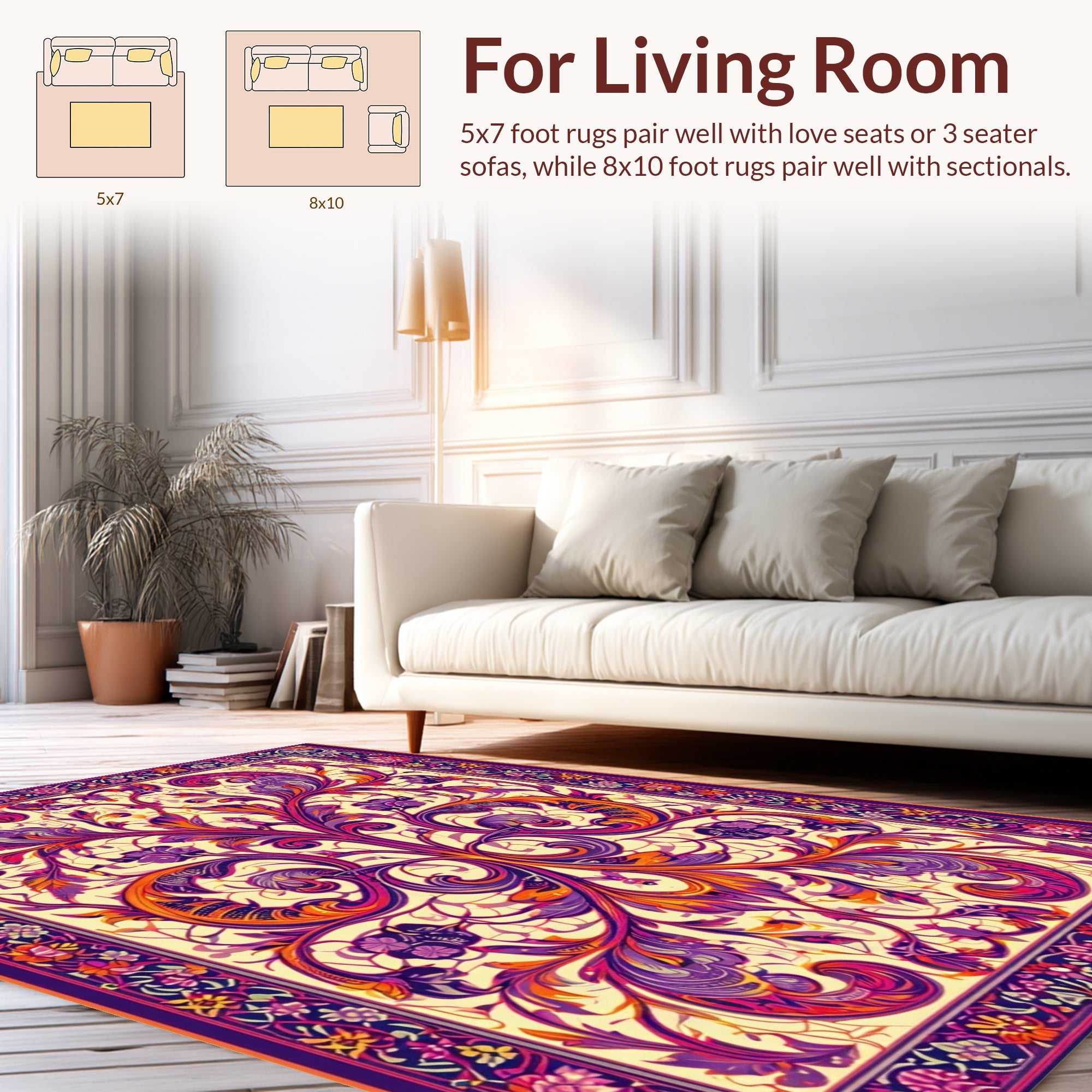 Vibrant Floral Patterned Persian Style Rug