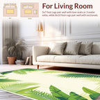 Lush Green Tropical Leaf Pattern Rug