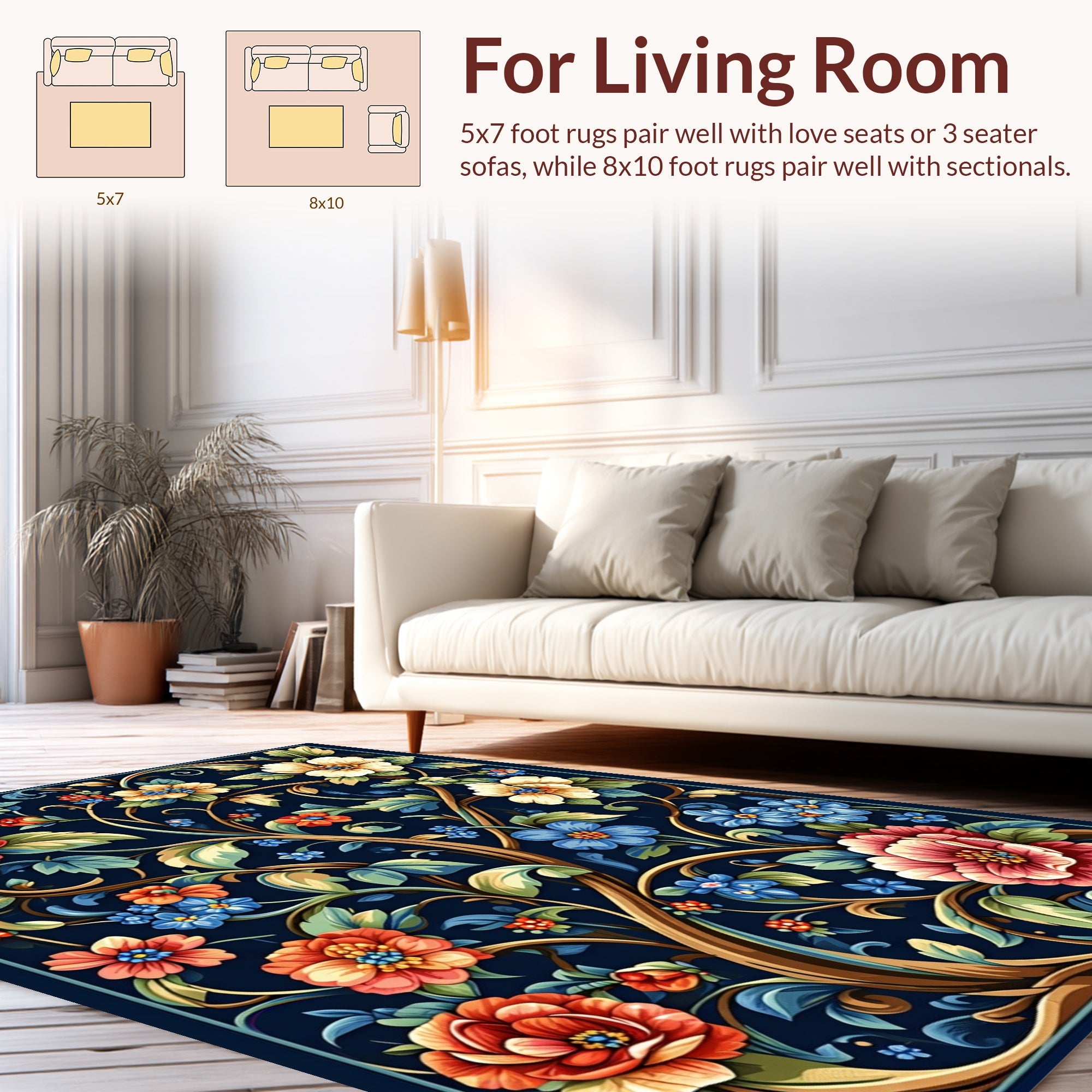 Lush Floral Vine Pattern Rug
