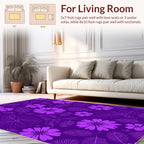Purple Floral Line Art Design Rug