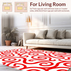 Bold Red Swirl Pattern Rug
