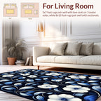 Elegant White Blue Floral Vines Rug