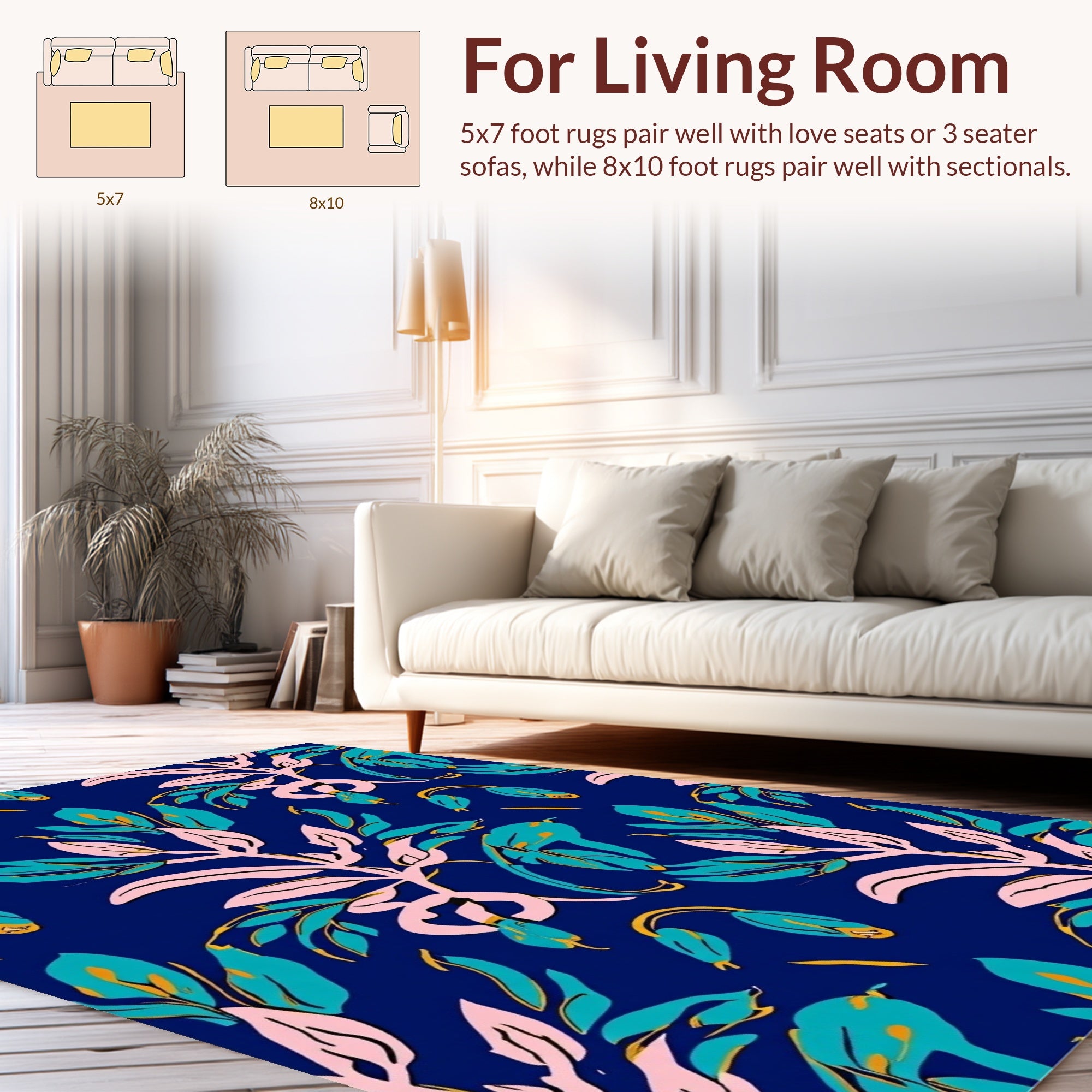 Bold Botanical Leaf Pattern Rug