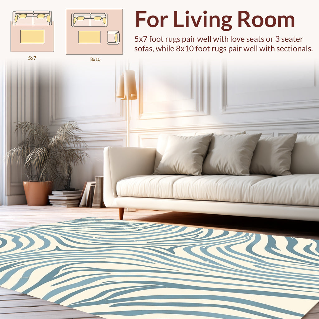 Abstract Blue Gray Zebra Stripe Pattern Rug