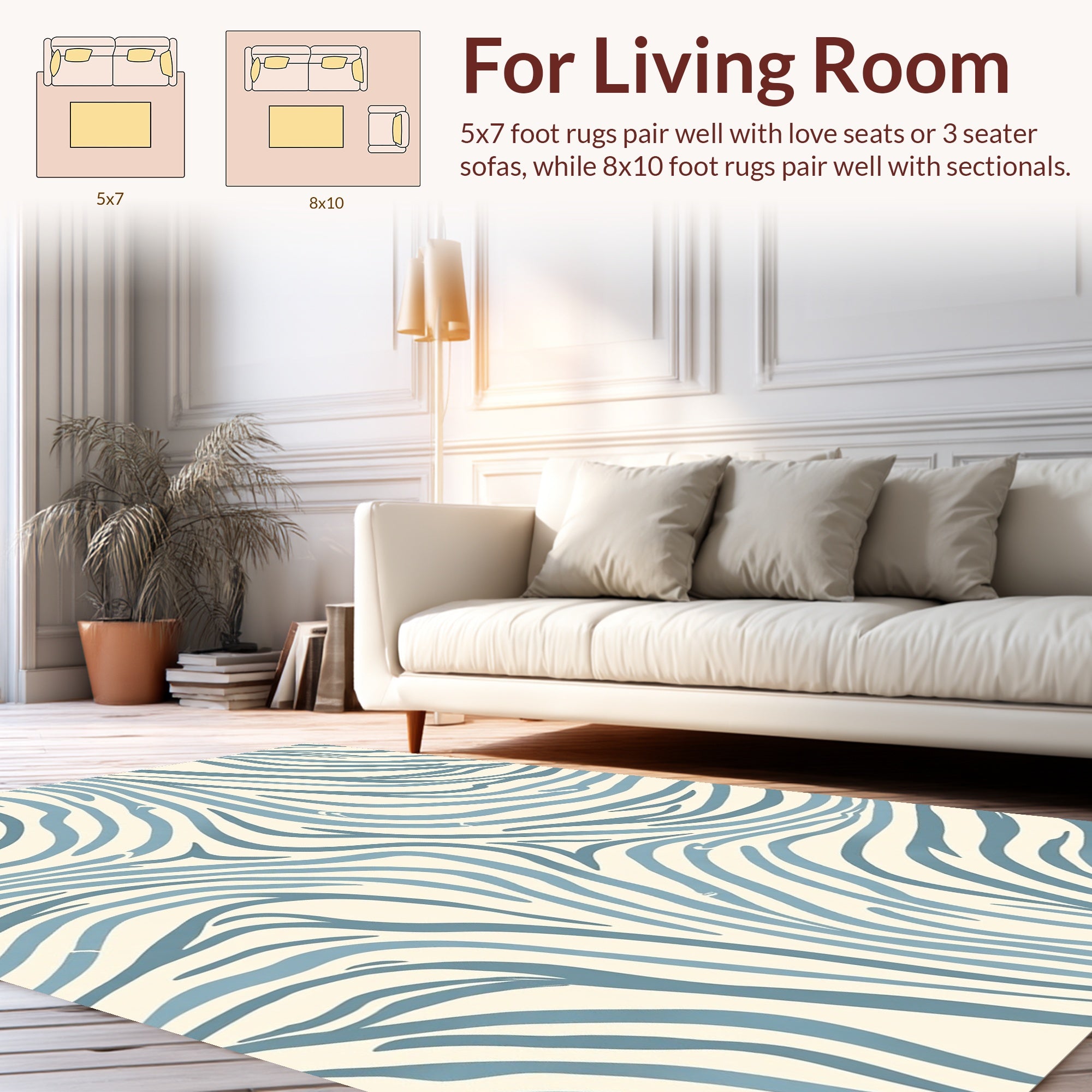 Abstract Blue Gray Zebra Stripe Pattern Rug