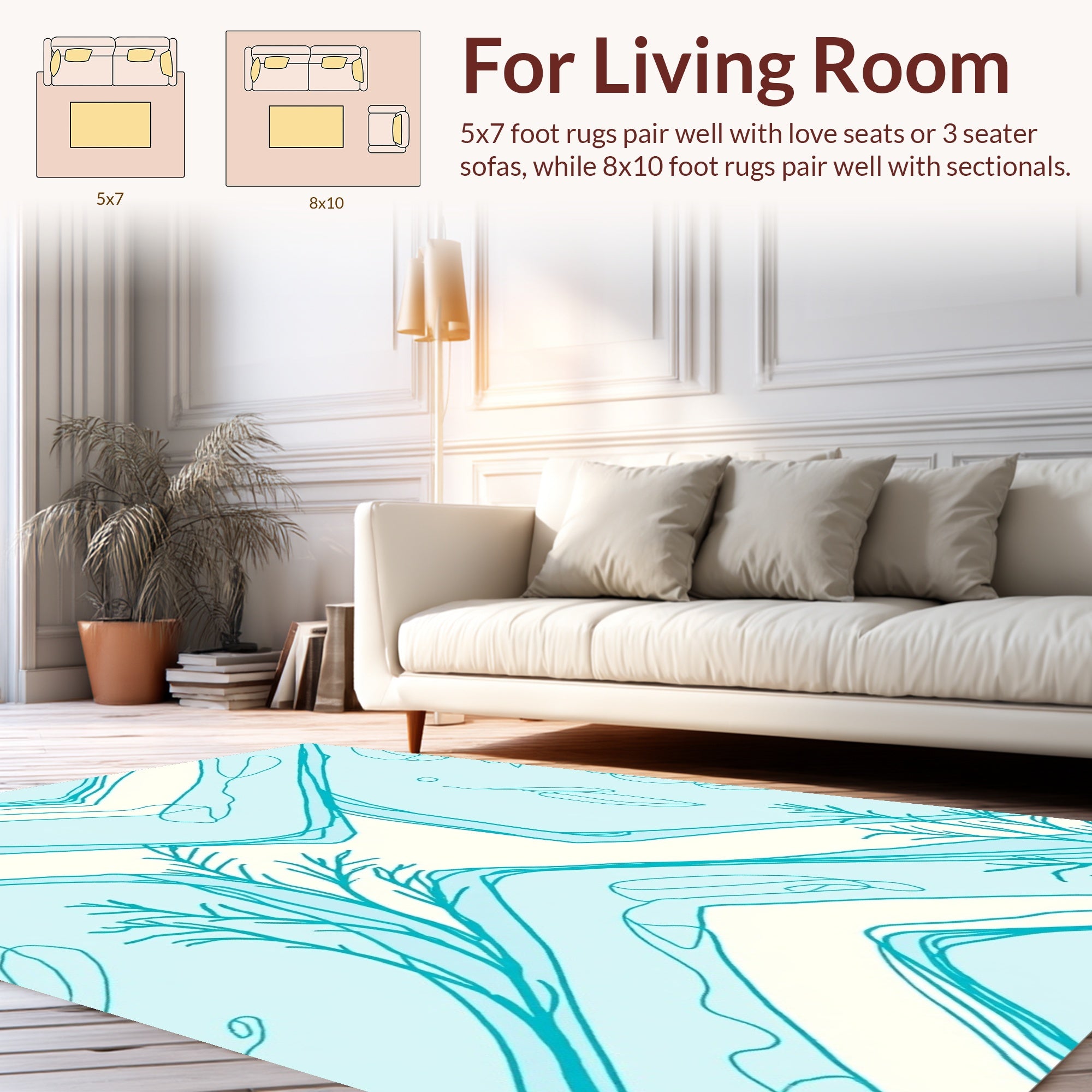 Abstract Ocean Branch Design Rug