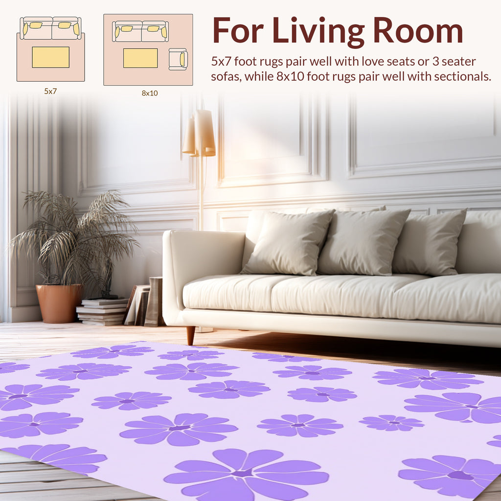 Purple Floral Pattern Rug