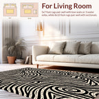 Abstract Black Cream Swirl Pattern Rug