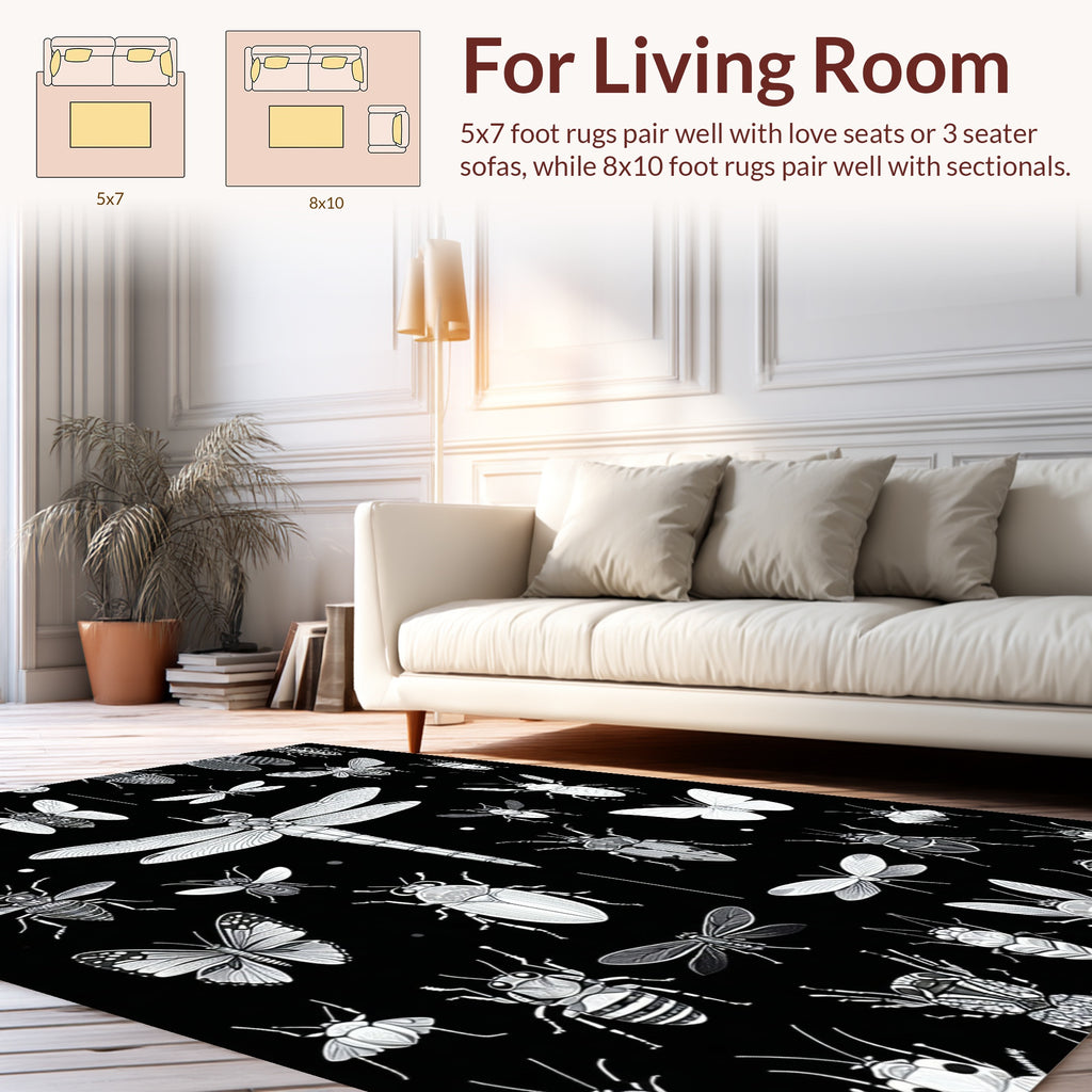 Monochromatic Insect Pattern Rug