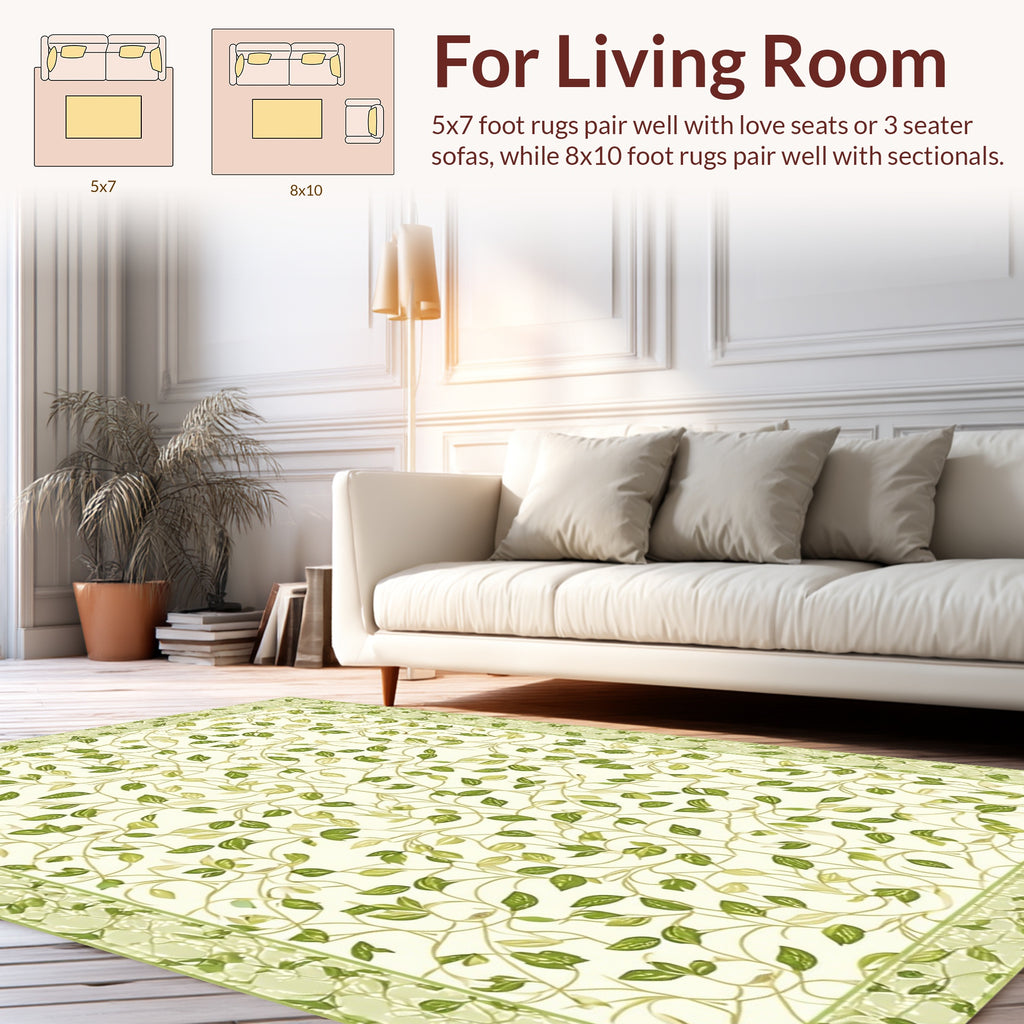 Vine Leaf Botanical Pattern Rug