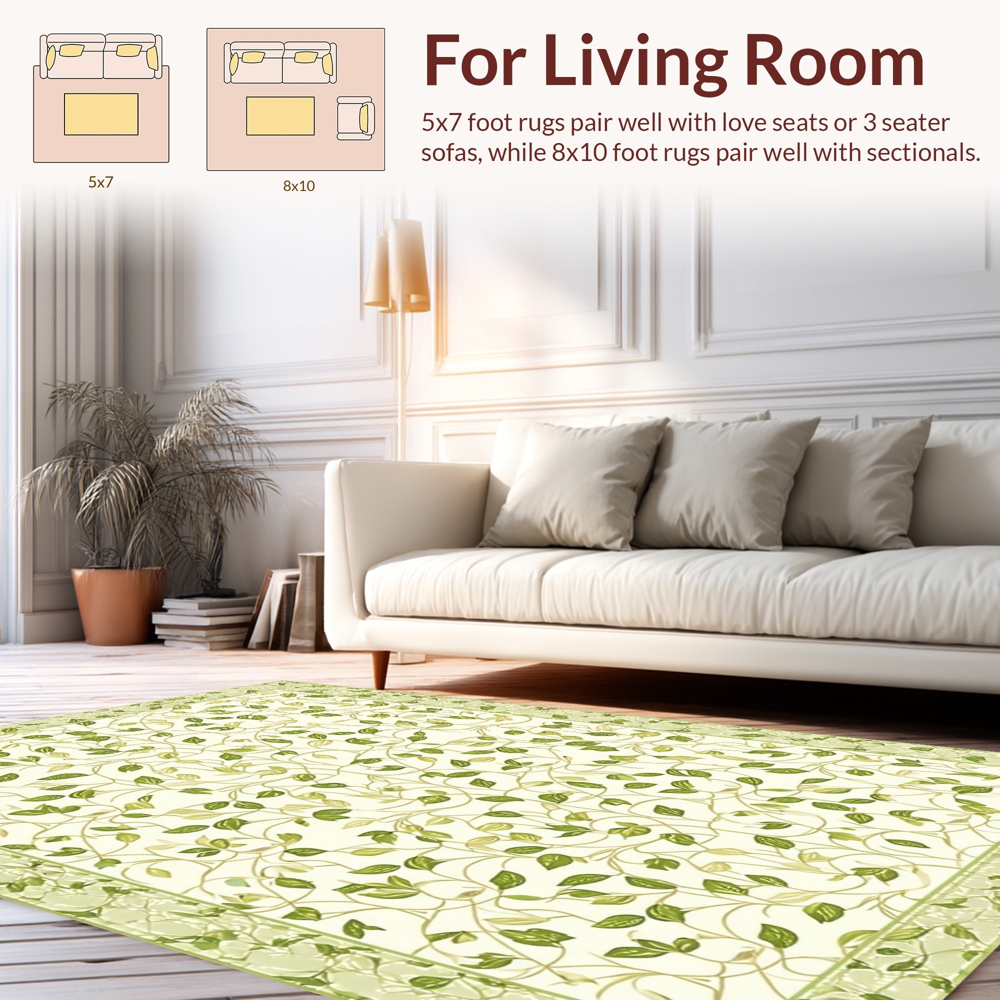 Vine Leaf Botanical Pattern Rug