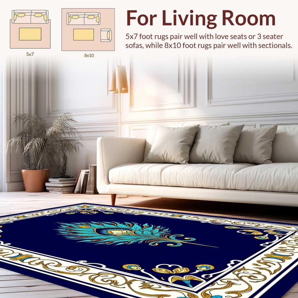 Art Nouveau Peacock Feather Design Rug