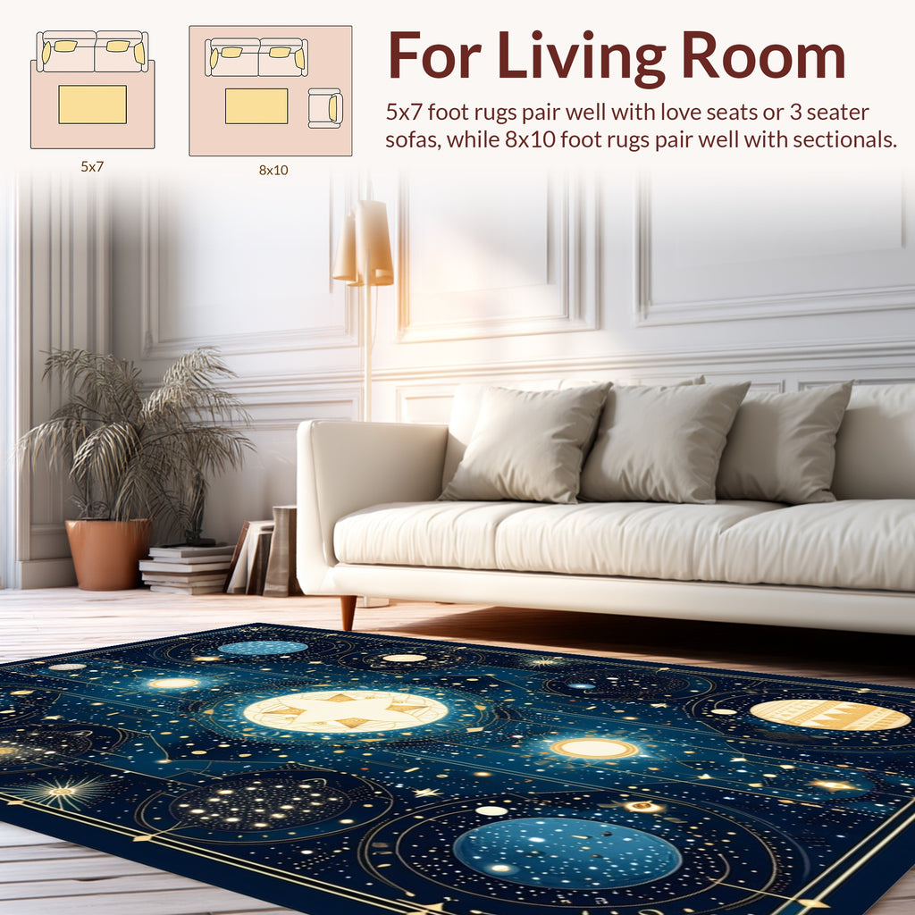 Celestial Geometric Star Pattern Rug