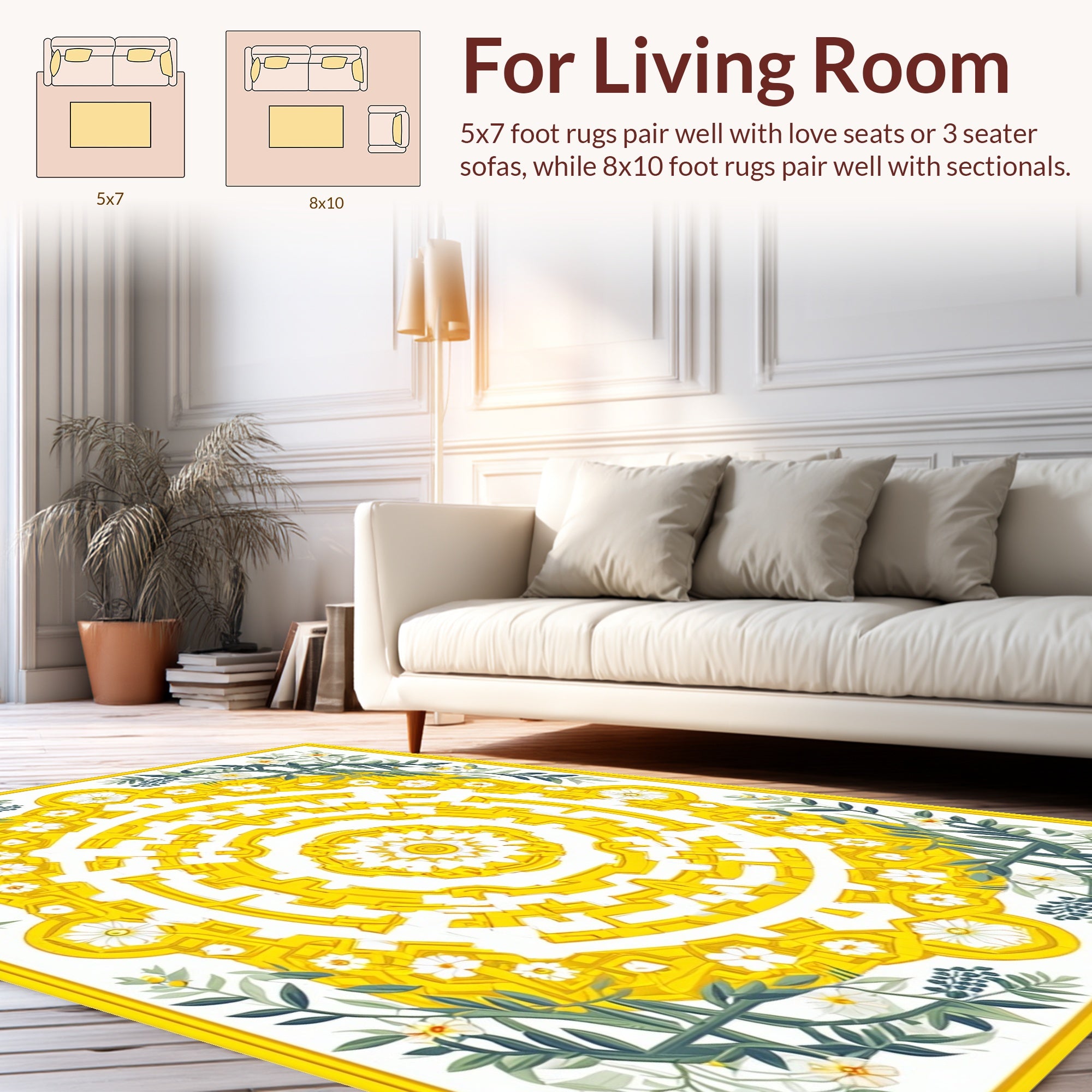 Golden Floral Maze Inspired Design Rug