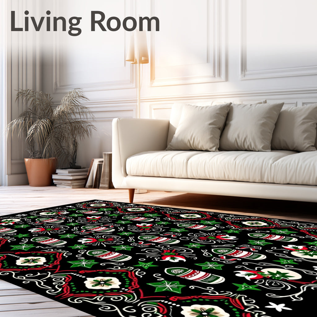 Red Green White Medallion Floral Arrangement Rug