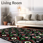 Red Green White Medallion Floral Arrangement Rug