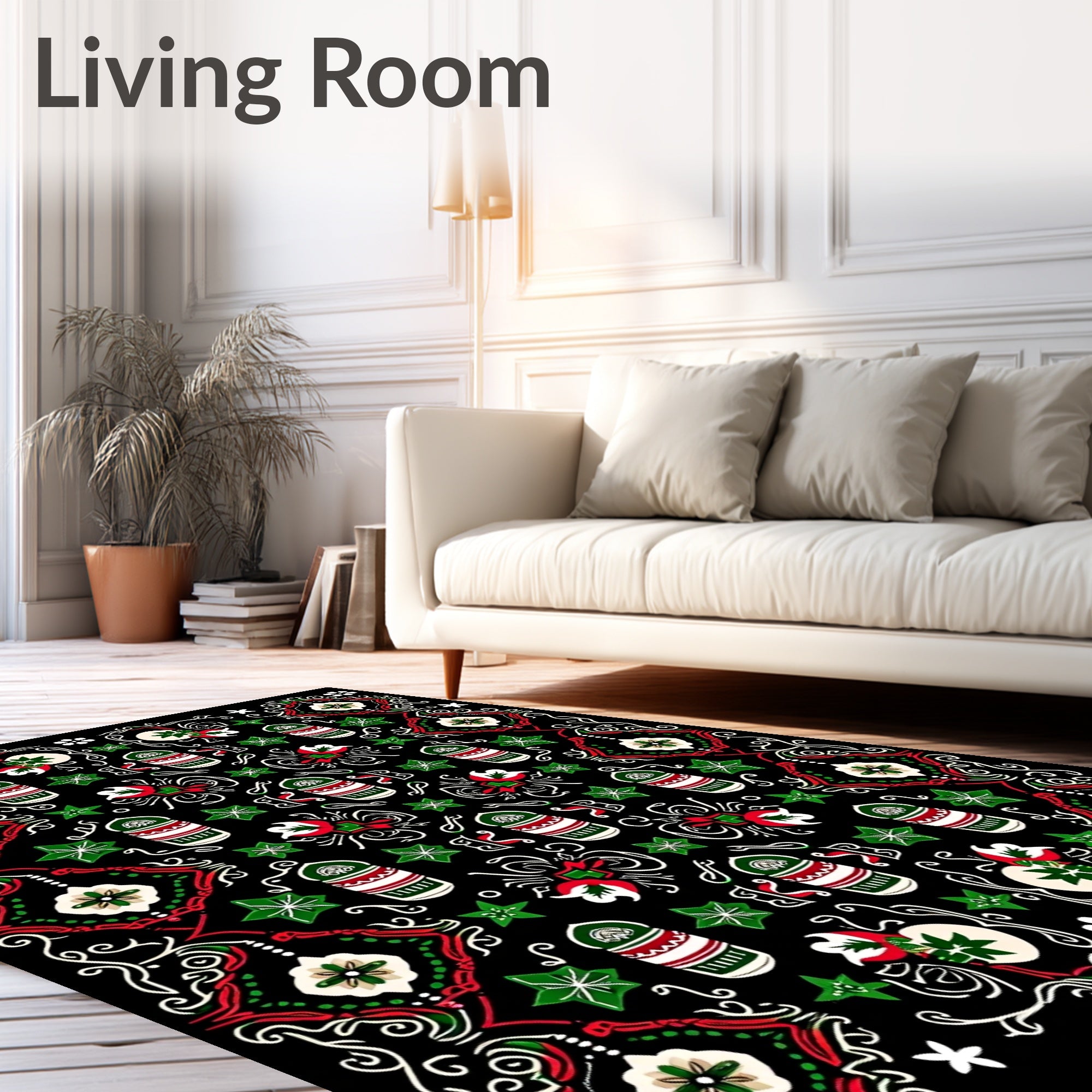 Red Green White Medallion Floral Arrangement Rug