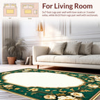 Elegant Emerald White Floral Scroll Rug