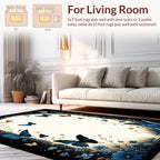 Enchanting Blue Butterfly Floral Garden Rug