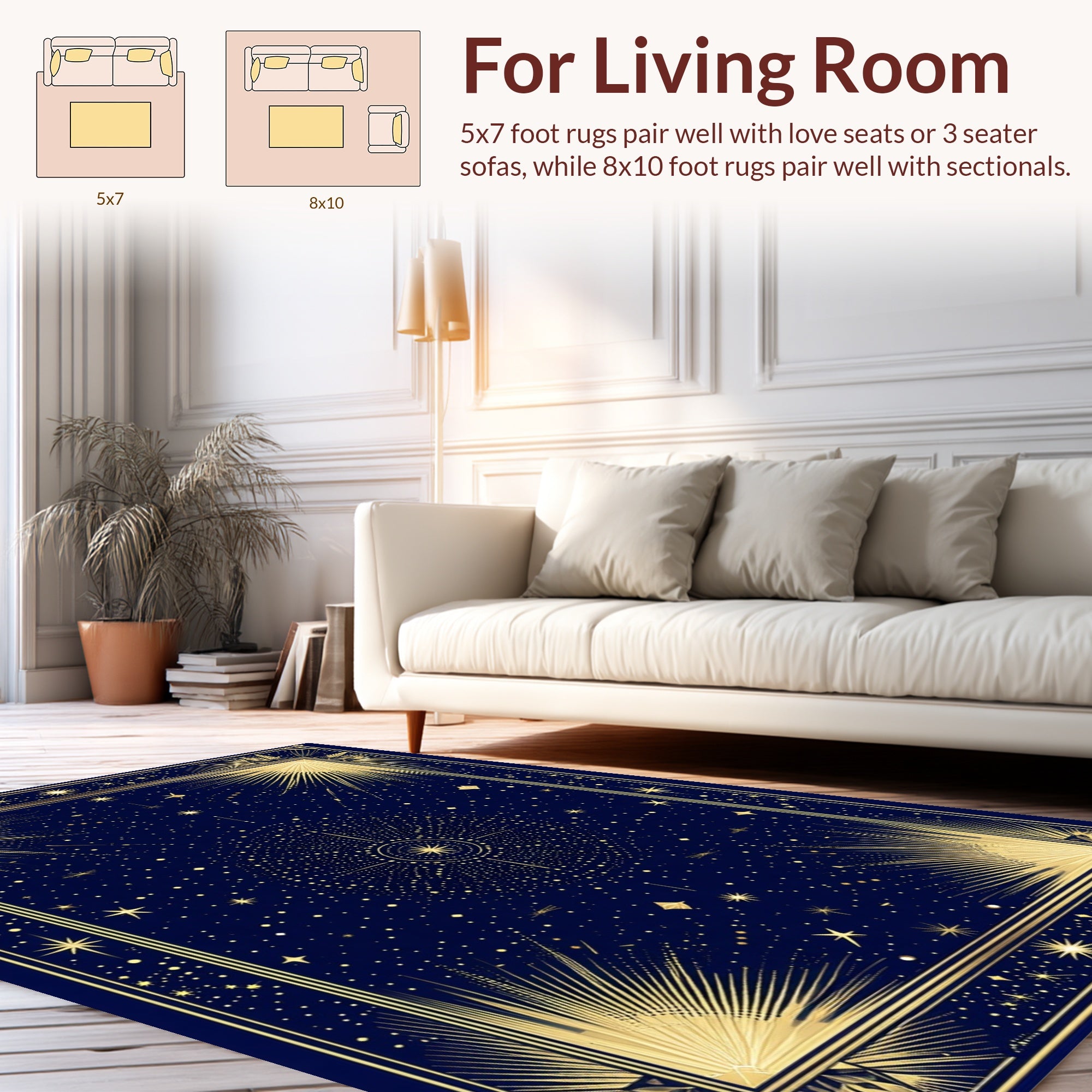 Celestial Sunburst Starry Night Rug