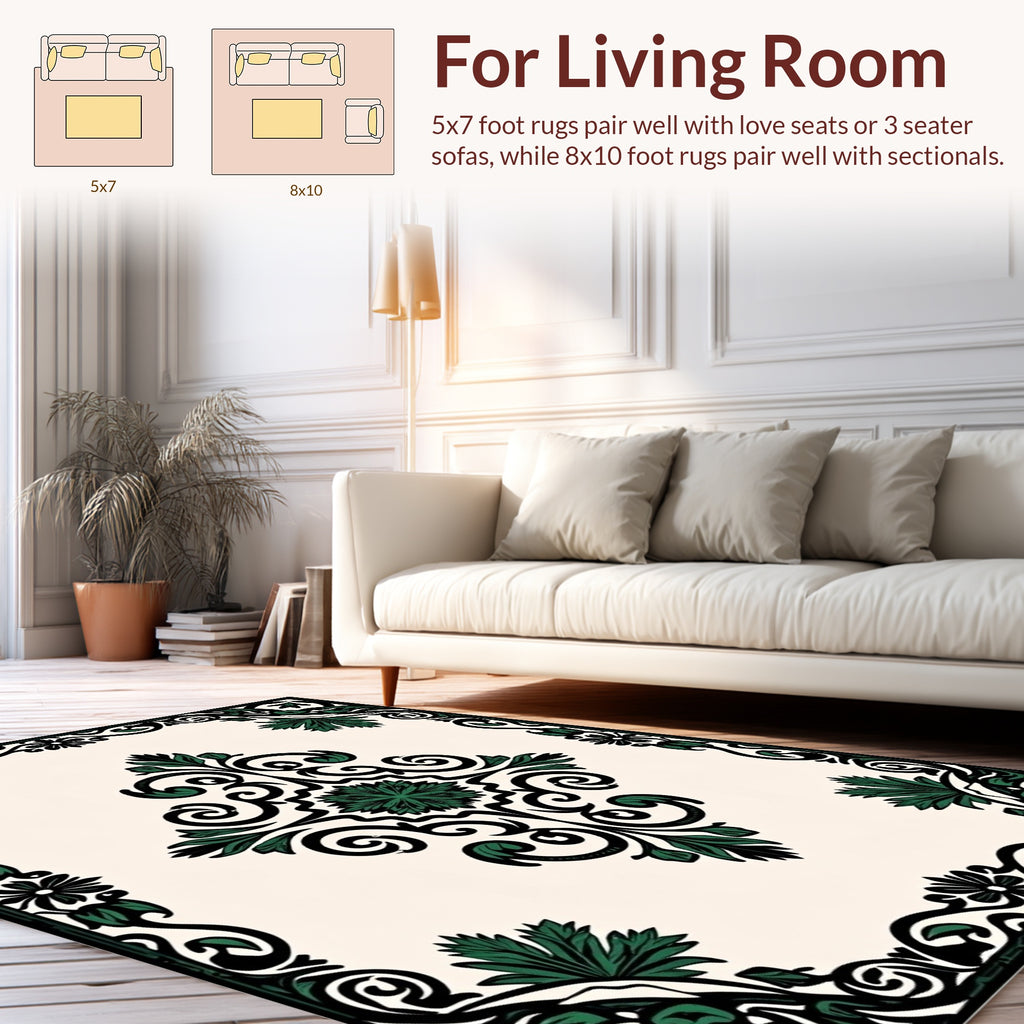 Ornate Floral Scrollwork Pattern Rug