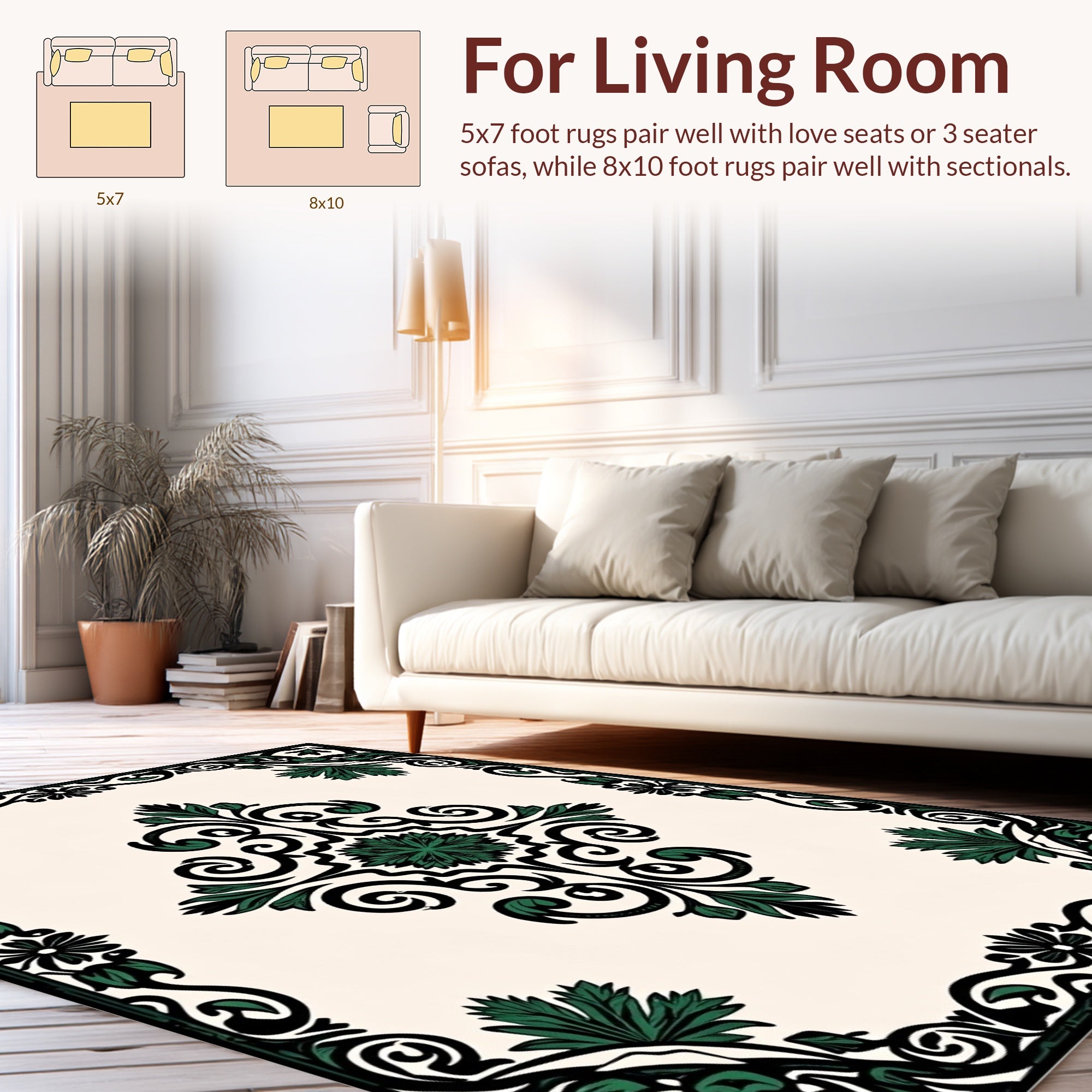 Ornate Floral Scrollwork Pattern Rug